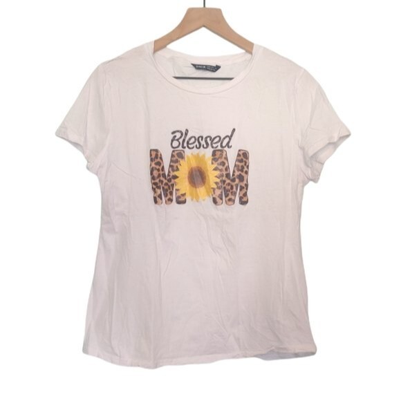 Shein Blessed Mom Graphic Sunflower Leopard Print Shirt Size XL - Picture 1 of 5
